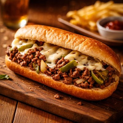Homemade phylly cheese steak