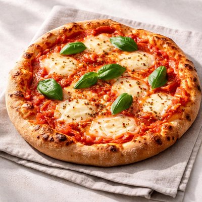 Homemade pizza with tomato sauce and cheese