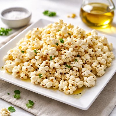 Homemade popcorn with olive oil