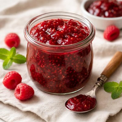 Homemade raspberry jam