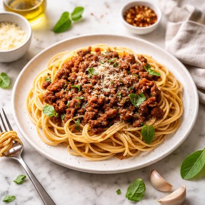 Homemade spaghetti bolognese
