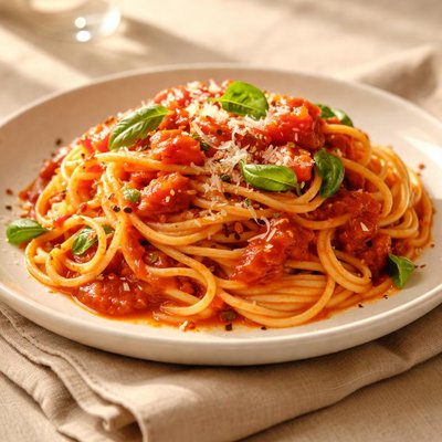 Homemade tomato pasta