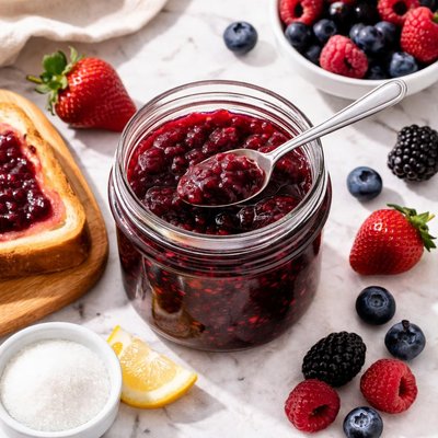 Homemade triple berry jam