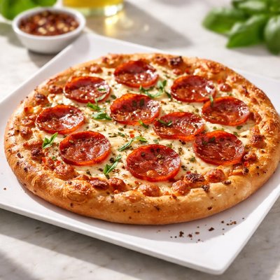 Honemade pepperoni pizza