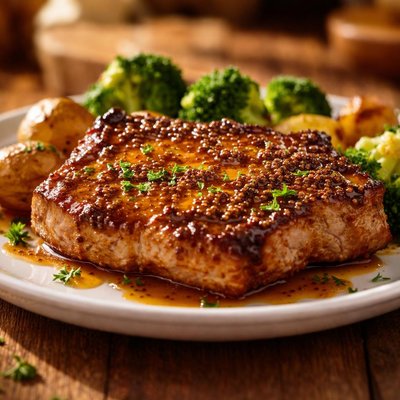 Honey-mustard pork chop