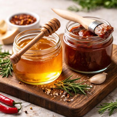 Honey and bbq sauce