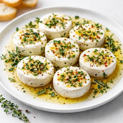 Honey and herb marinated goat cheese