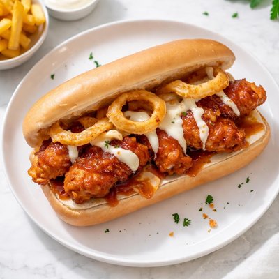 Honey bbq chicken strip sandwich