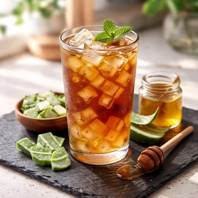 Honey black tea with aloe vera