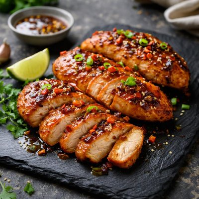 Honey chilli chicken breast roasted