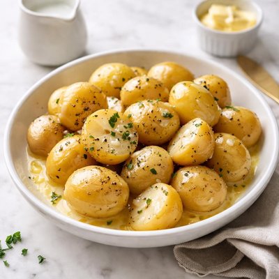 Honey gold potatoes with butter and milk