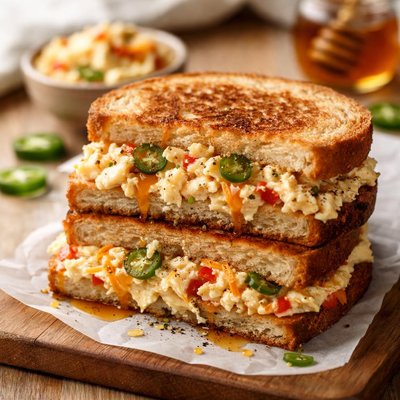 Honey pepper pimento cheese sandwhich