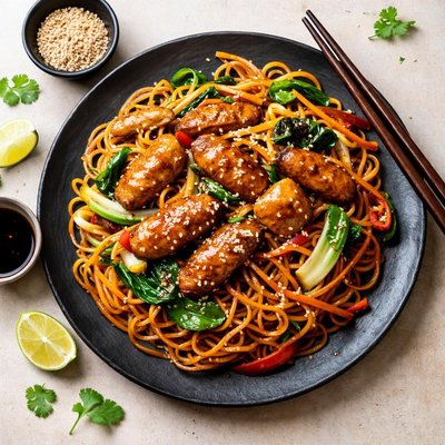 Honey soy chicken noodles