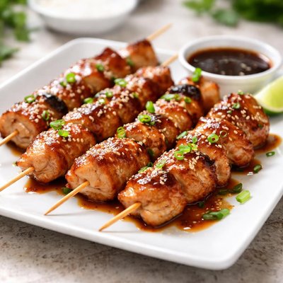 Honey soy chicken skewer