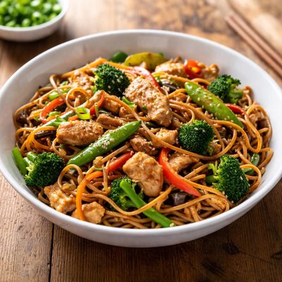 Honeygrow chicken and whole wheat noodle stir fry
