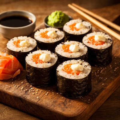 Hosomaki with salmon and mayo