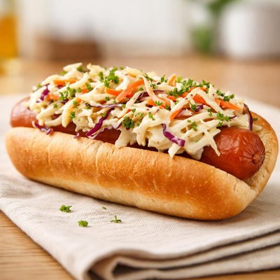 Hot dog with coleslaw