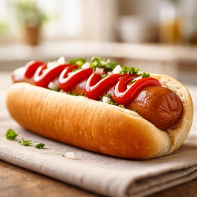 Hot dog with ketch up