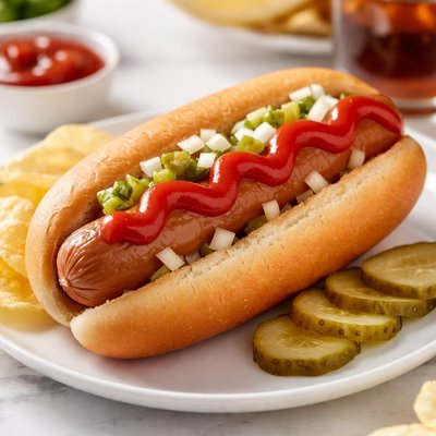 Hot dog with ketchup