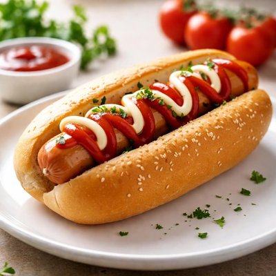 Hot dog with ketchup and mayonnaise