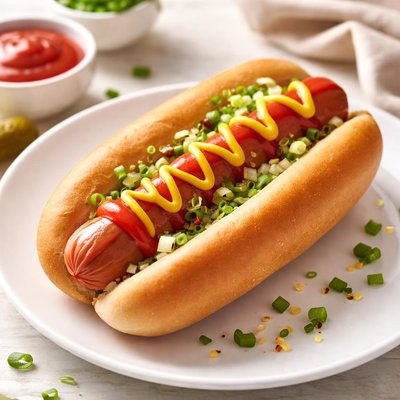 Hot dog with ketchup and mustard