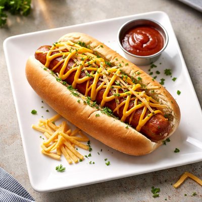 Hot dog with potato sticks