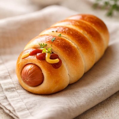 Hot dog wrapped in bread