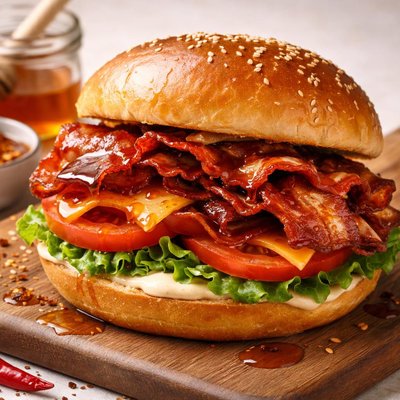 Hot honey bacon sandwich