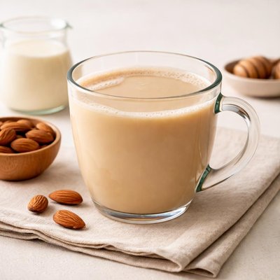 Hot tea with almond milk