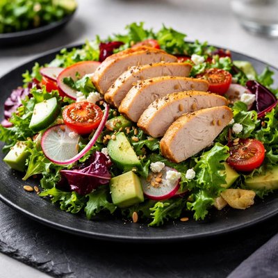 House salad with smoked chicken