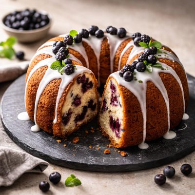 Huckleberry bundt cake