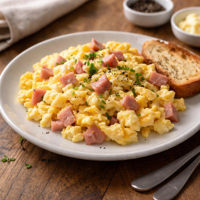 Huevo revuelto con jamon y queso