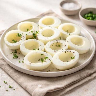 Huevos cocidos sin la yema