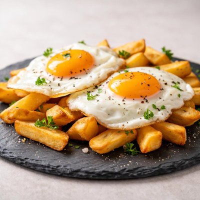 Huevos fritos con patatas