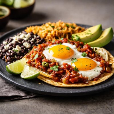 Huevos rancheros rice and beans