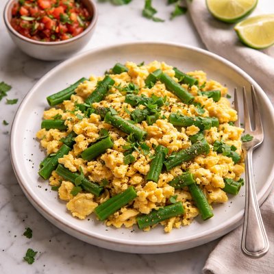 Huevos revueltos con ejotes verdes