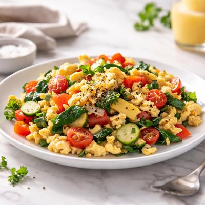 Huevos revueltos con vegetales