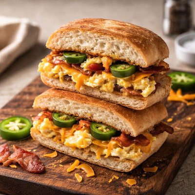 Human bean jalepeno cheddar sandwich