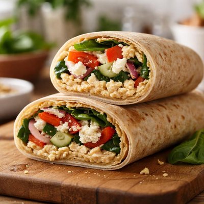 Hummus and goats cheese wrap
