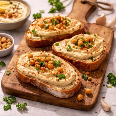 Hummus on bread