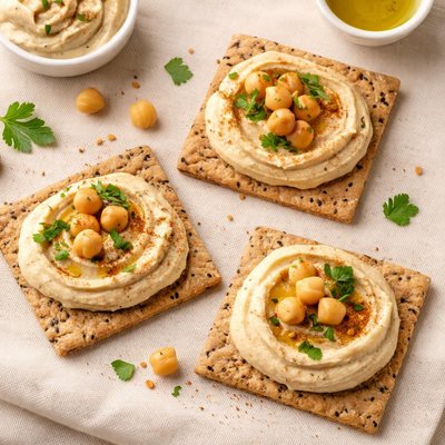 Hummus on cracker