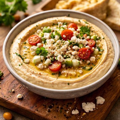 Hummus with feta cheese