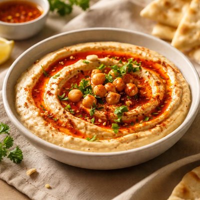 Hummus with hot sauce