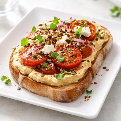 Humous and tomato toastie euphorium bakery