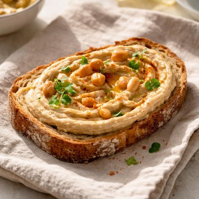 I slice of bread with hummus