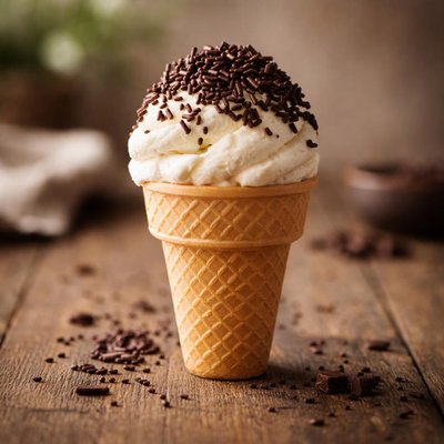 Ice cream cone with chocolate sprinkles