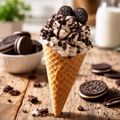 Ice cream cone with oreos