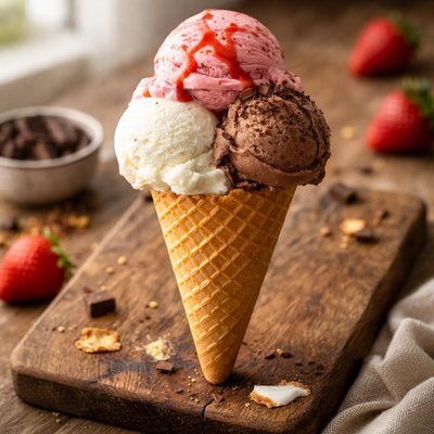 Ice cream on a cone