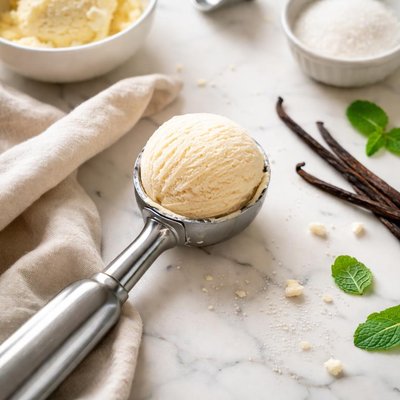 Ice cream vanilla satu skop