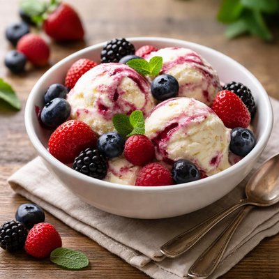 Ice cream with berries